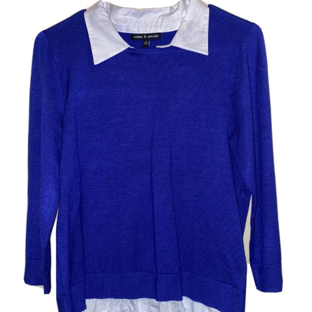 Royal Blue Cable & Gauge 2fer sweater